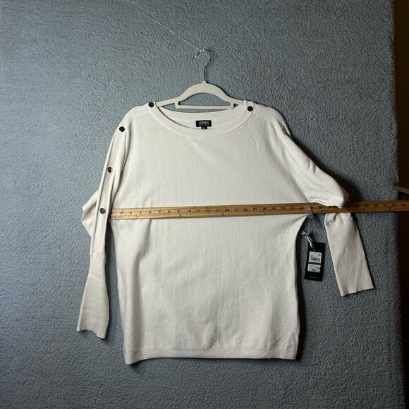 Jones New York Sweater Womens Large Cream Embellished Crew Neck Sweater NEW - Picture 4 of 10